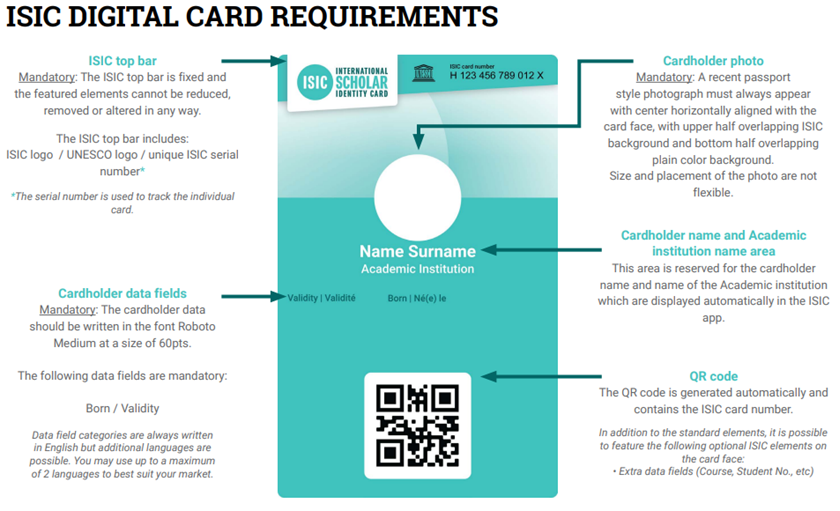 Digital ISIC card requirements